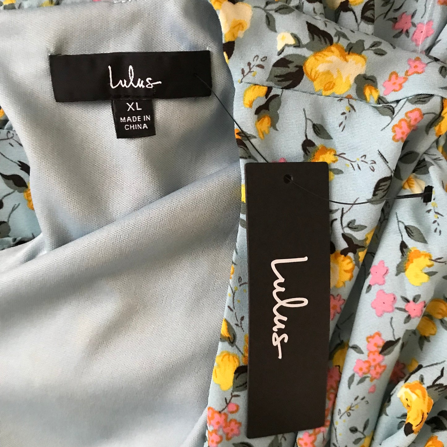 Lulus Blue Floral Tiered Ruffle Mini Dress