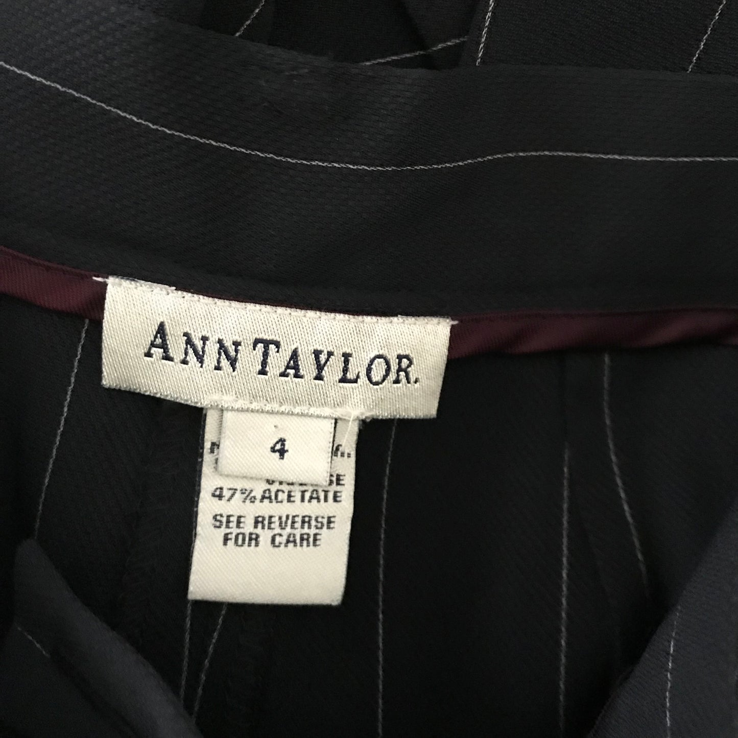 Vintage 1990s Ann Taylor Navy Blue Pinstripe Trousers