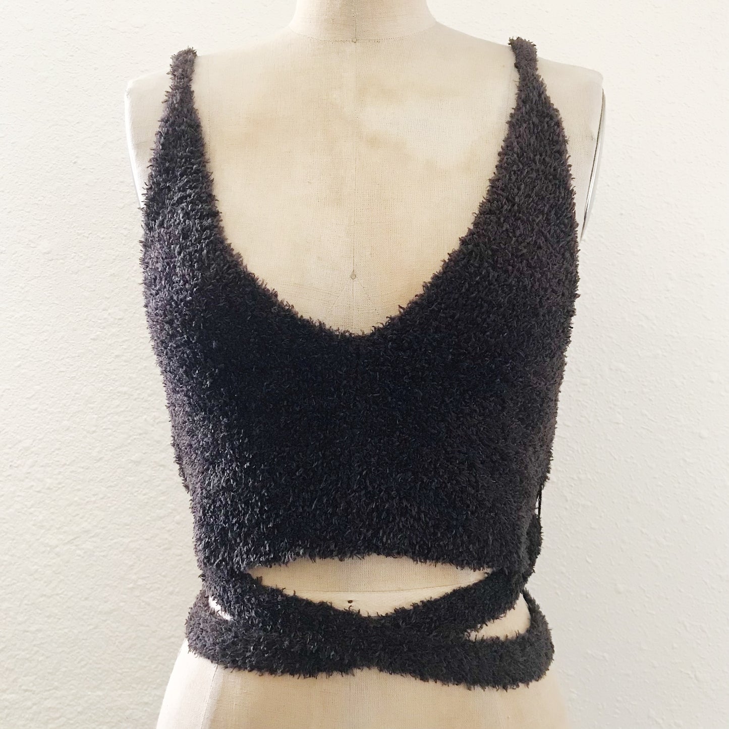 Urban Outfitters Brown Out From Under Cropped Furry Knit Top