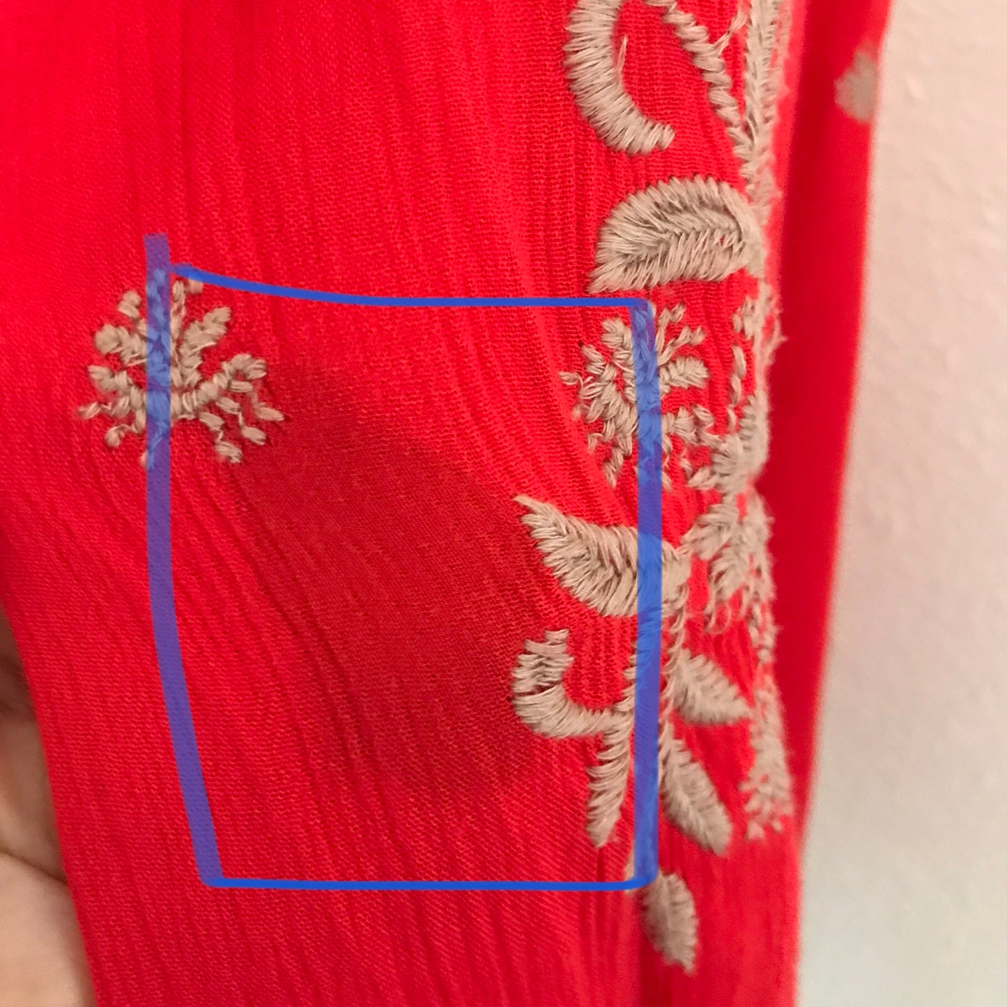 Free People Red Embroidered Open Back Mini Dress