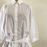 Prelovely | Vince White Cotton Collared 3/4 Sleeve Shirt