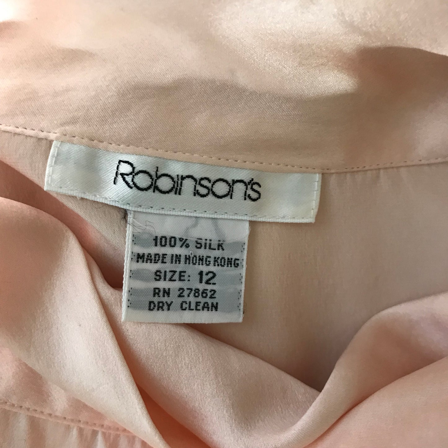 Vintage 1980s Blush Pink Silk Pleated Blouse