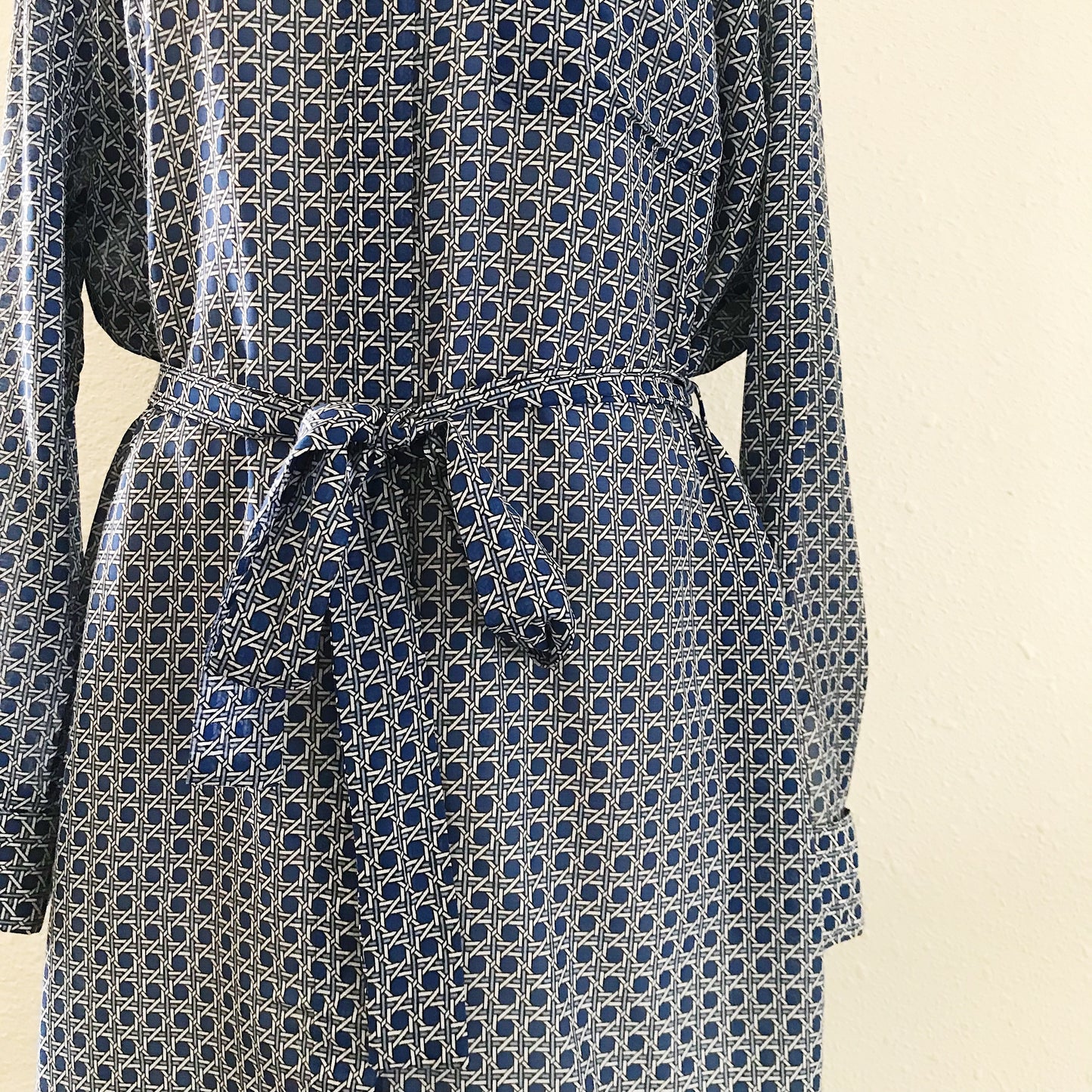 Equipment Blue Silk + Cotton Geometric Shirt Dress