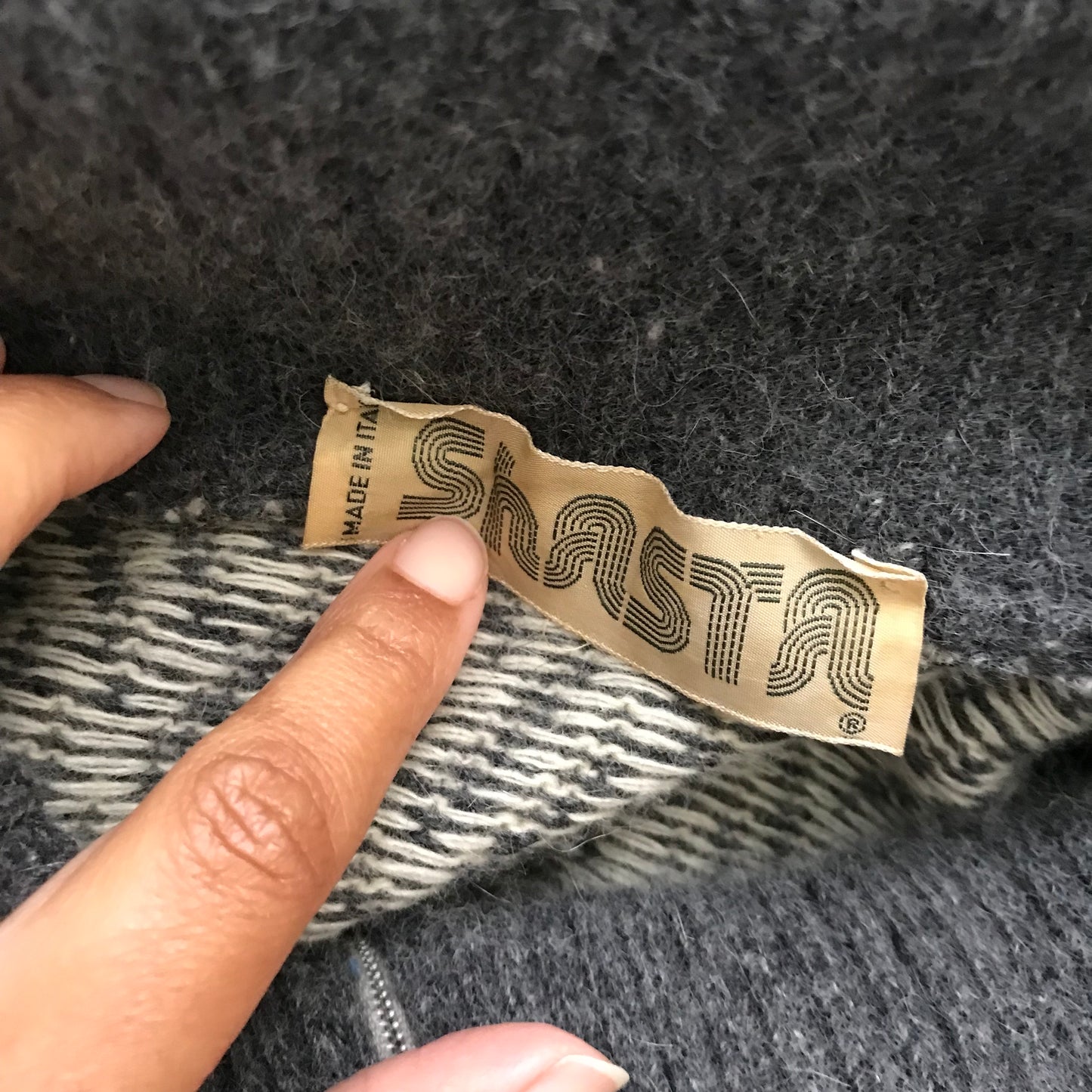 Vintage 1980s Gray Wool Angora Knit Turtleneck Sweater
