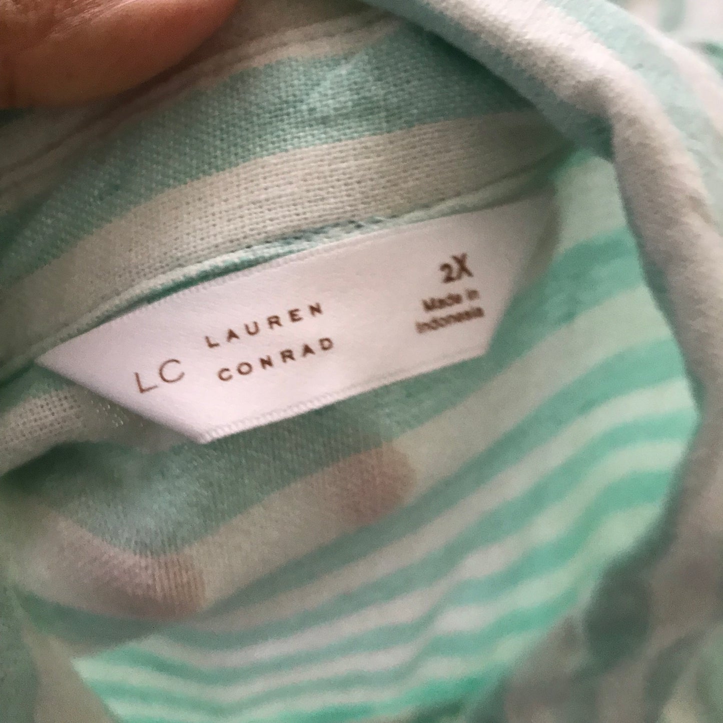Lauren Conrad Blue Striped Linen Shirt