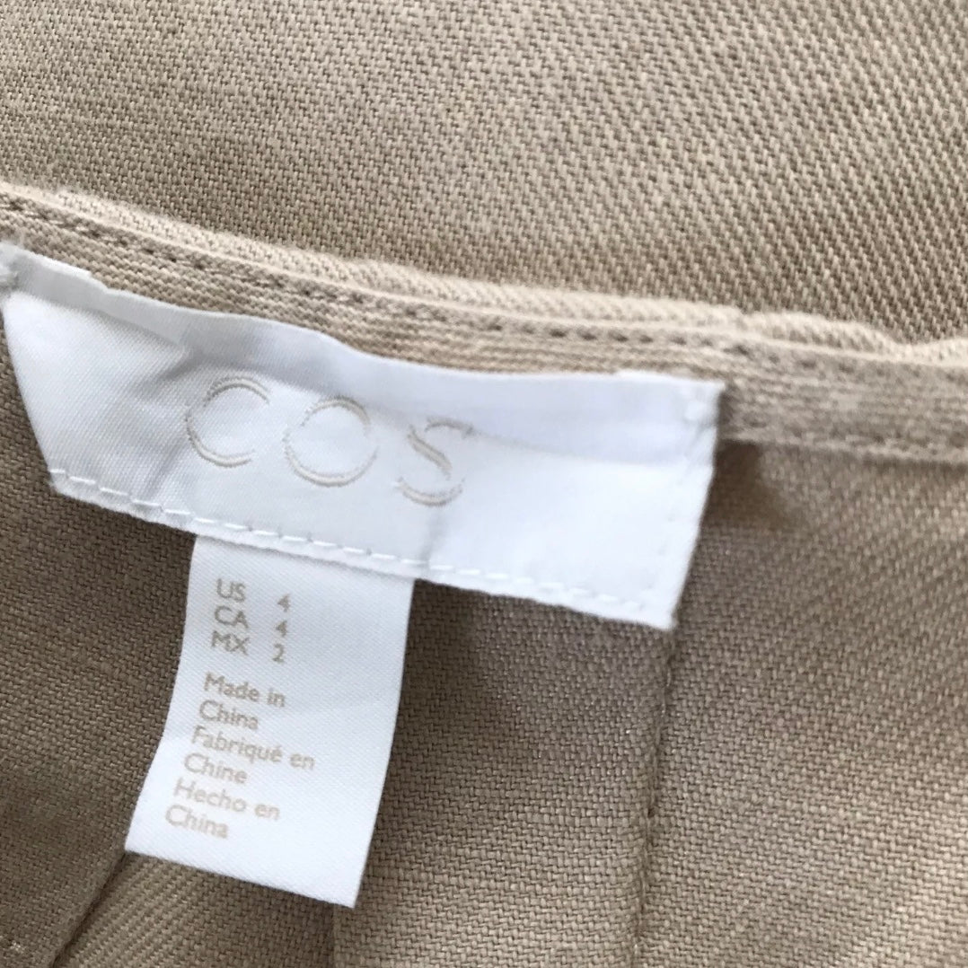 COS Tan Cotton + Linen Oversized Mini Dress