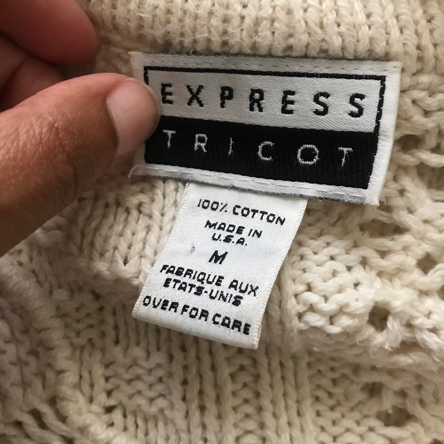 Vintage 1990s Ivory 100% Cotton Tunic Sweater