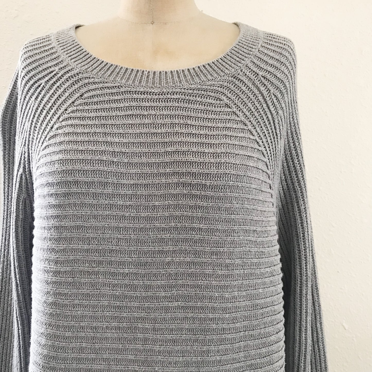 Vince Gray Knit Oversized Cotton Pullover Sweater