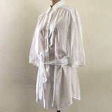 Prelovely | Vince White Cotton Collared 3/4 Sleeve Shirt