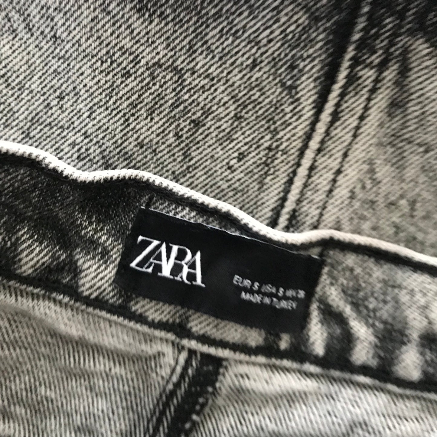 Zara Black Acid Wash Denim Straight Skirt