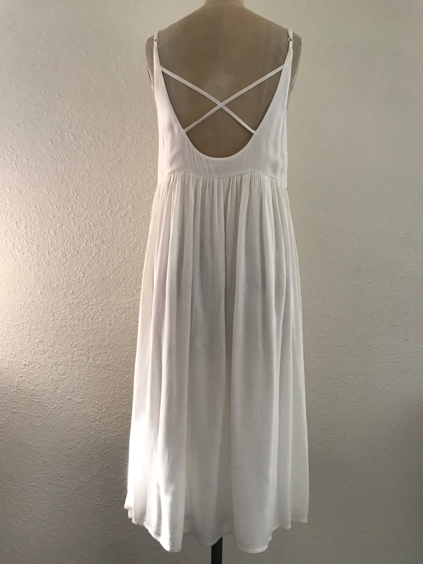 Urban Outfitters Off White Sleeveless Crinkled Midi Dress