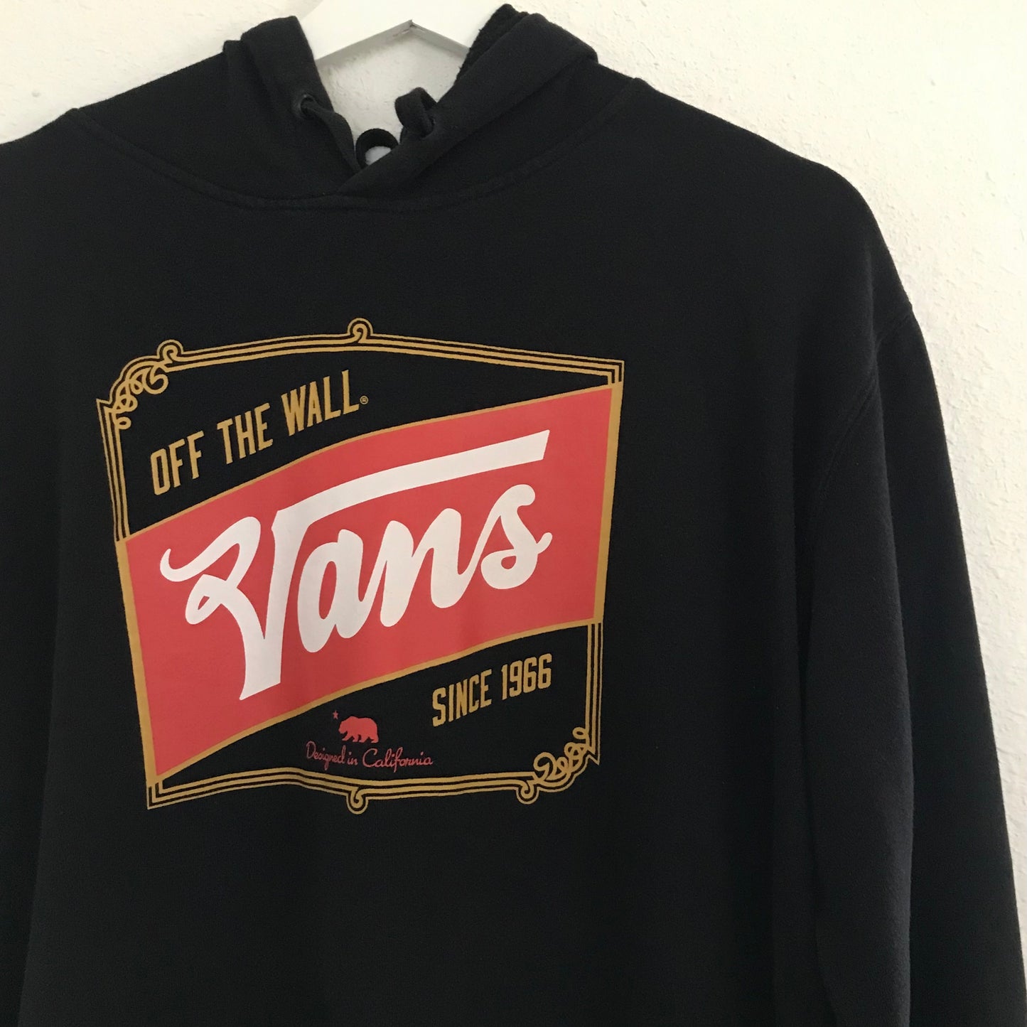 Vans Black Cotton Logo Off The Wall Pullover Sweatshirt Hoodie