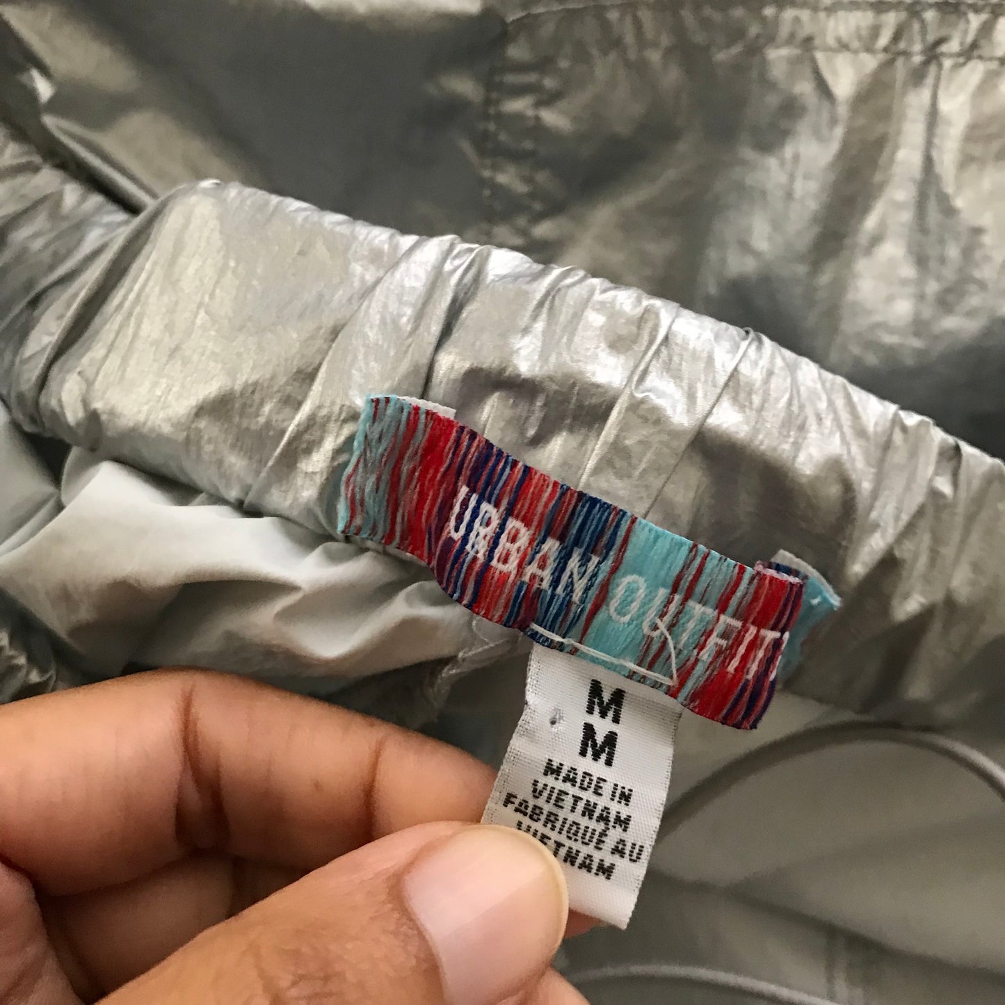 Urban Outfitters Silver Metallic Baggy Parachute Pants