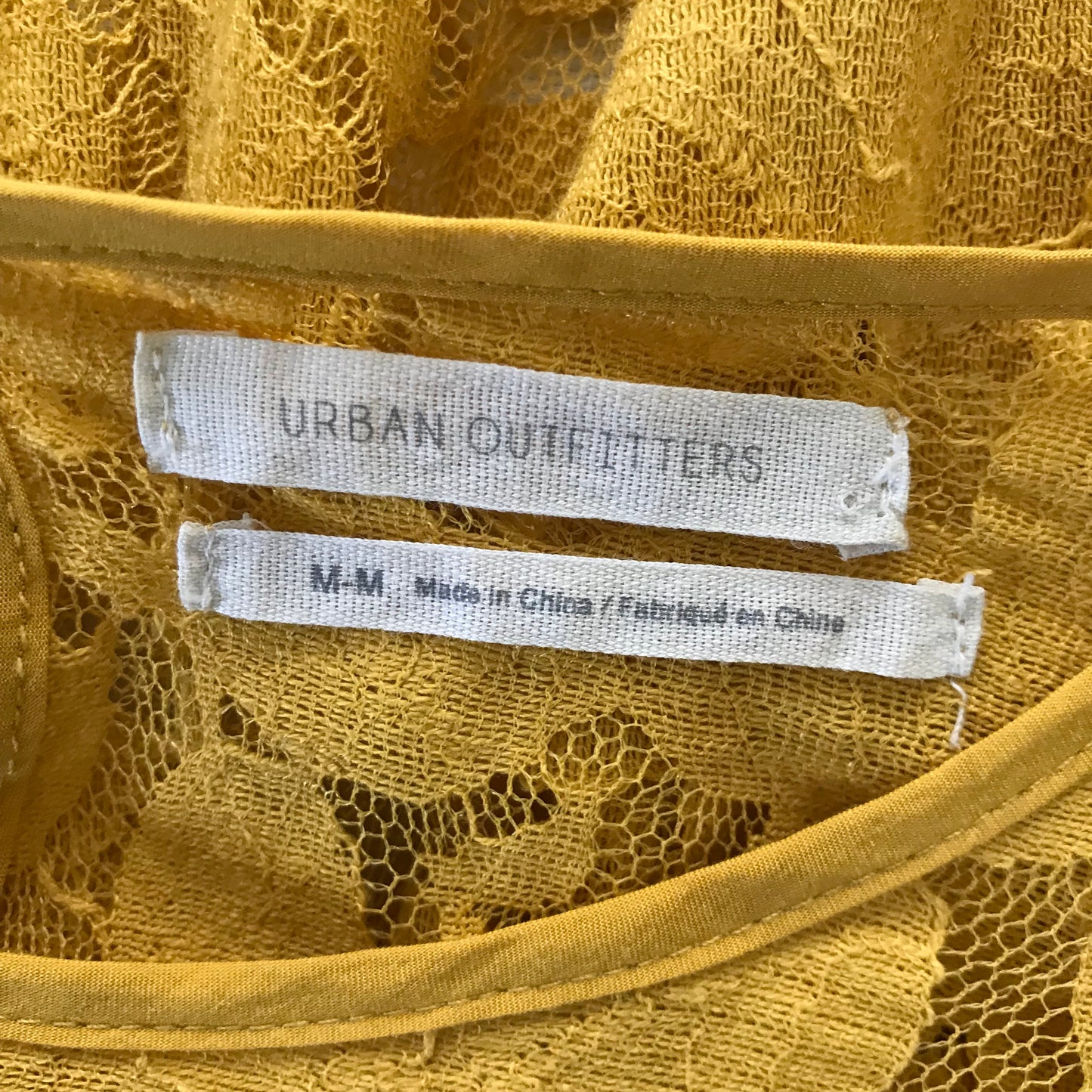 Urban Outfitters Yellow Lace Semi Sheer Midi Dress