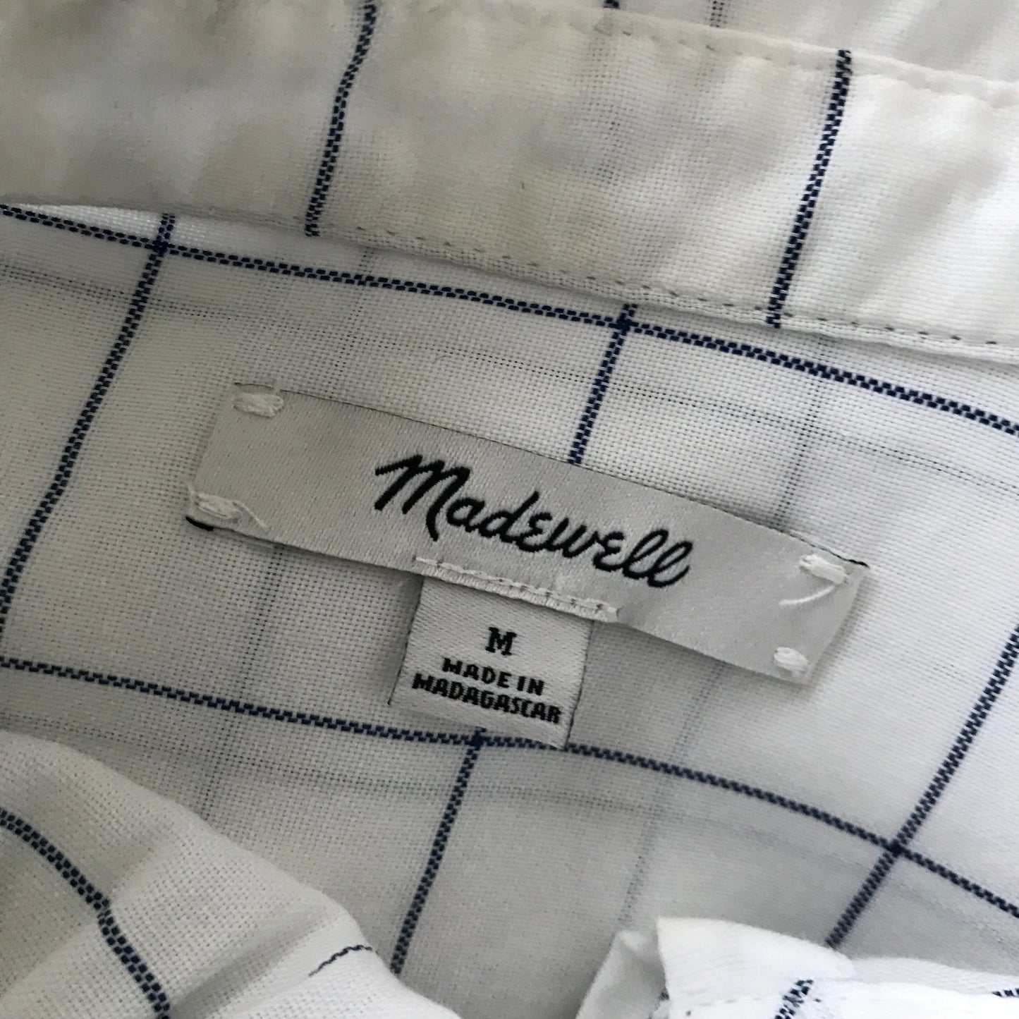 Madewell White + Blue Cotton Grid Oversized Top