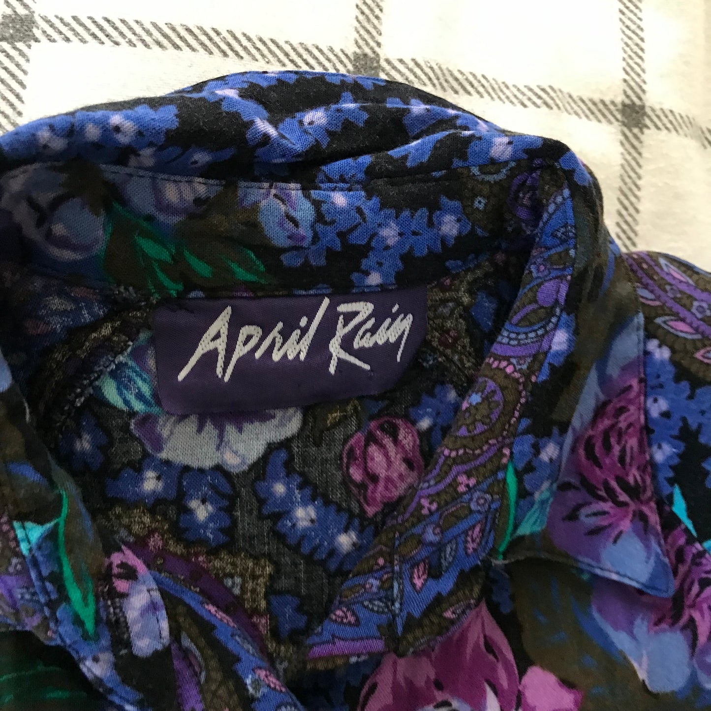 Vintage 1980s Purple Floral Midi Dress