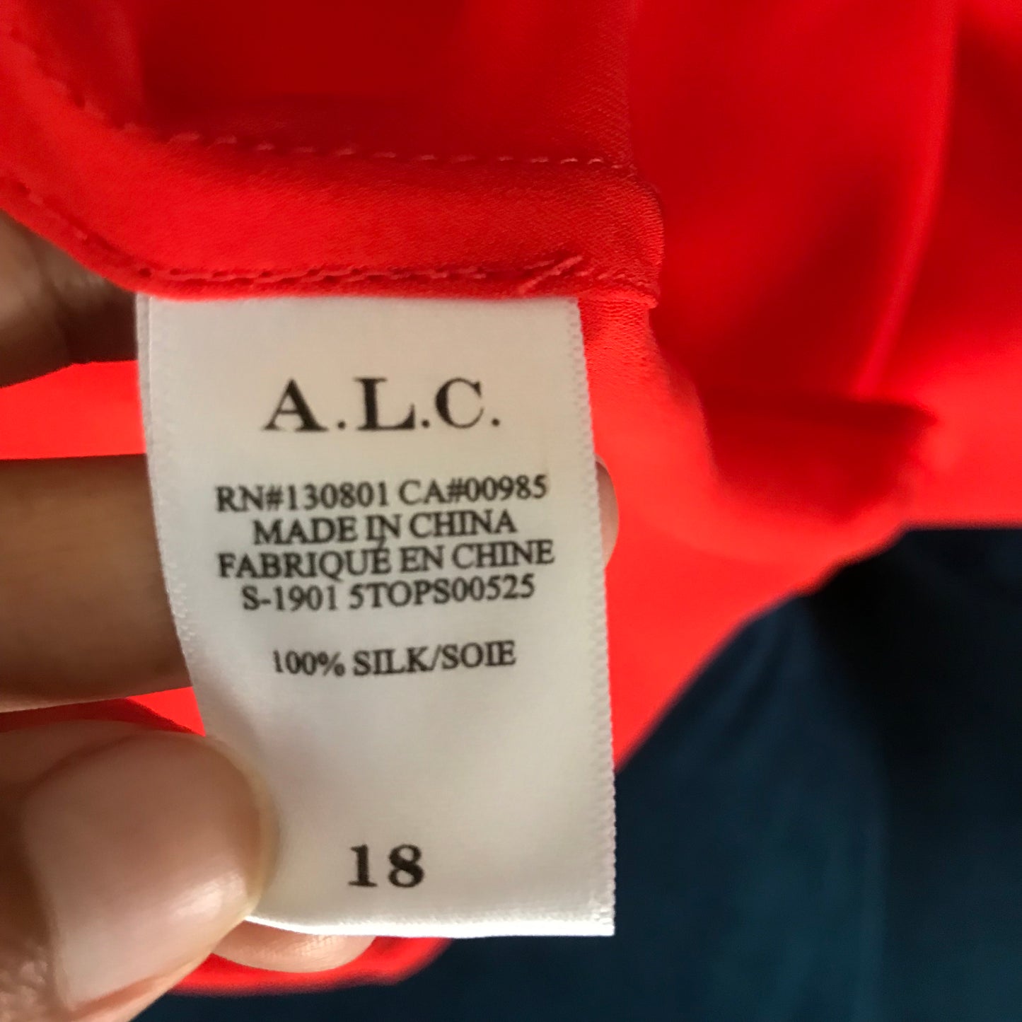 ALC Red Silk Draped Blouse