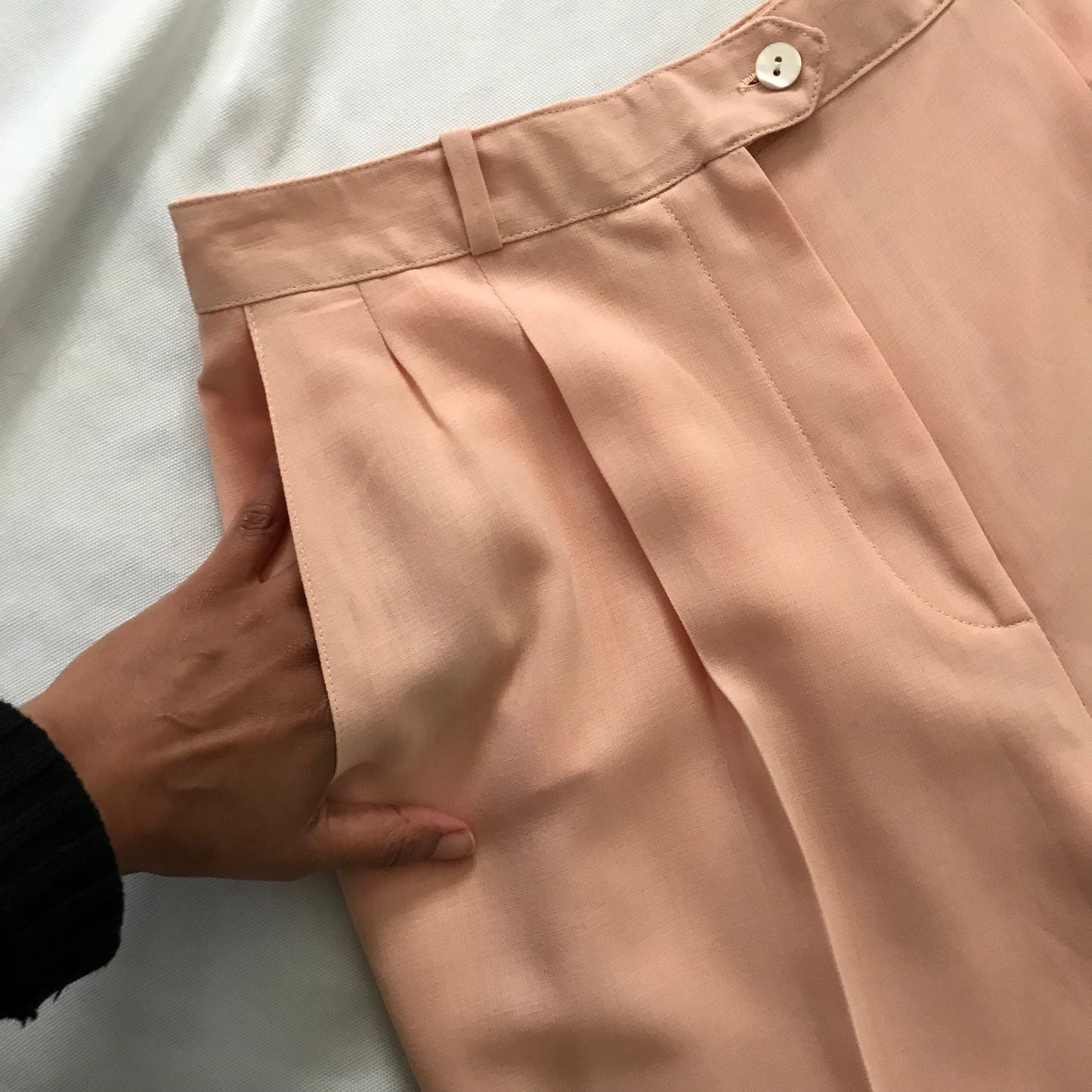Vintage 1980s Alan Austin Peach Pink Pleated Trousers