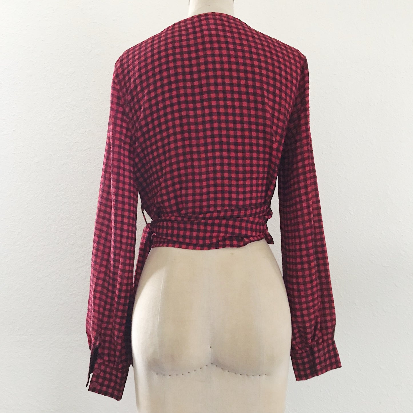 Urban Outfitters Red Black Check Wrap Top