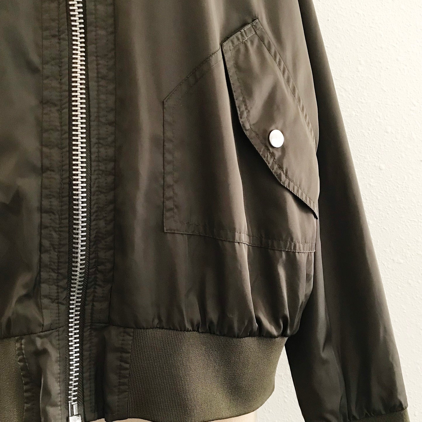 Free People Olive Green Military Bomber Jacket