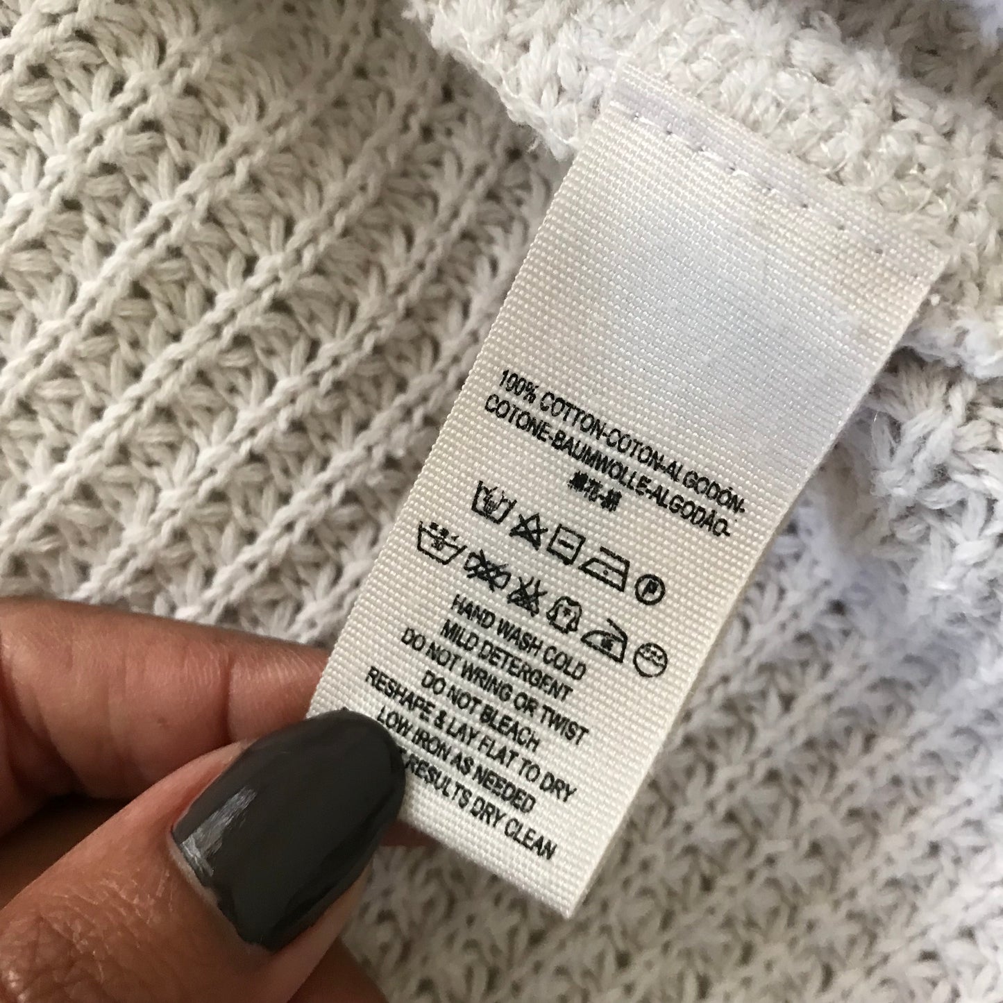 Free People Ivory Waffle Knit Cotton V Neck Top