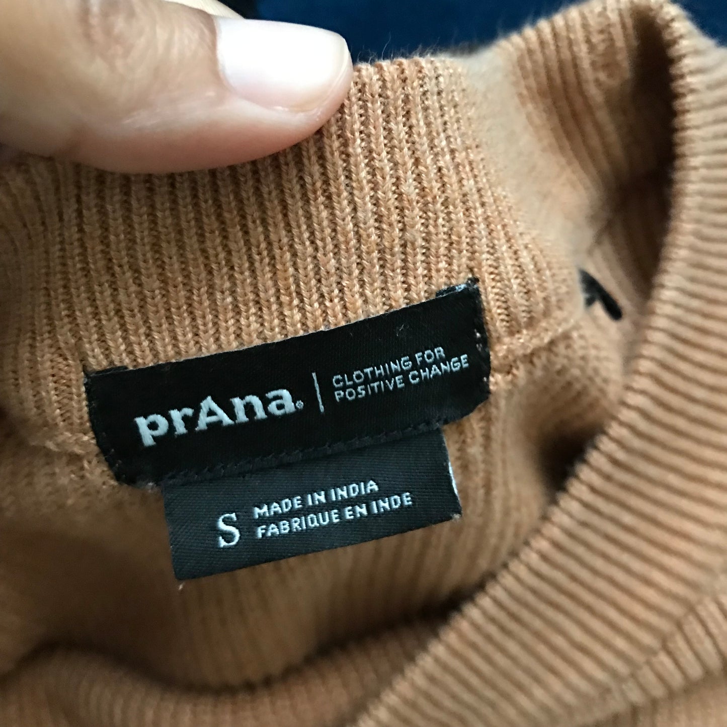 Prana Tan Organic Cotton Knit High Neck Sweater