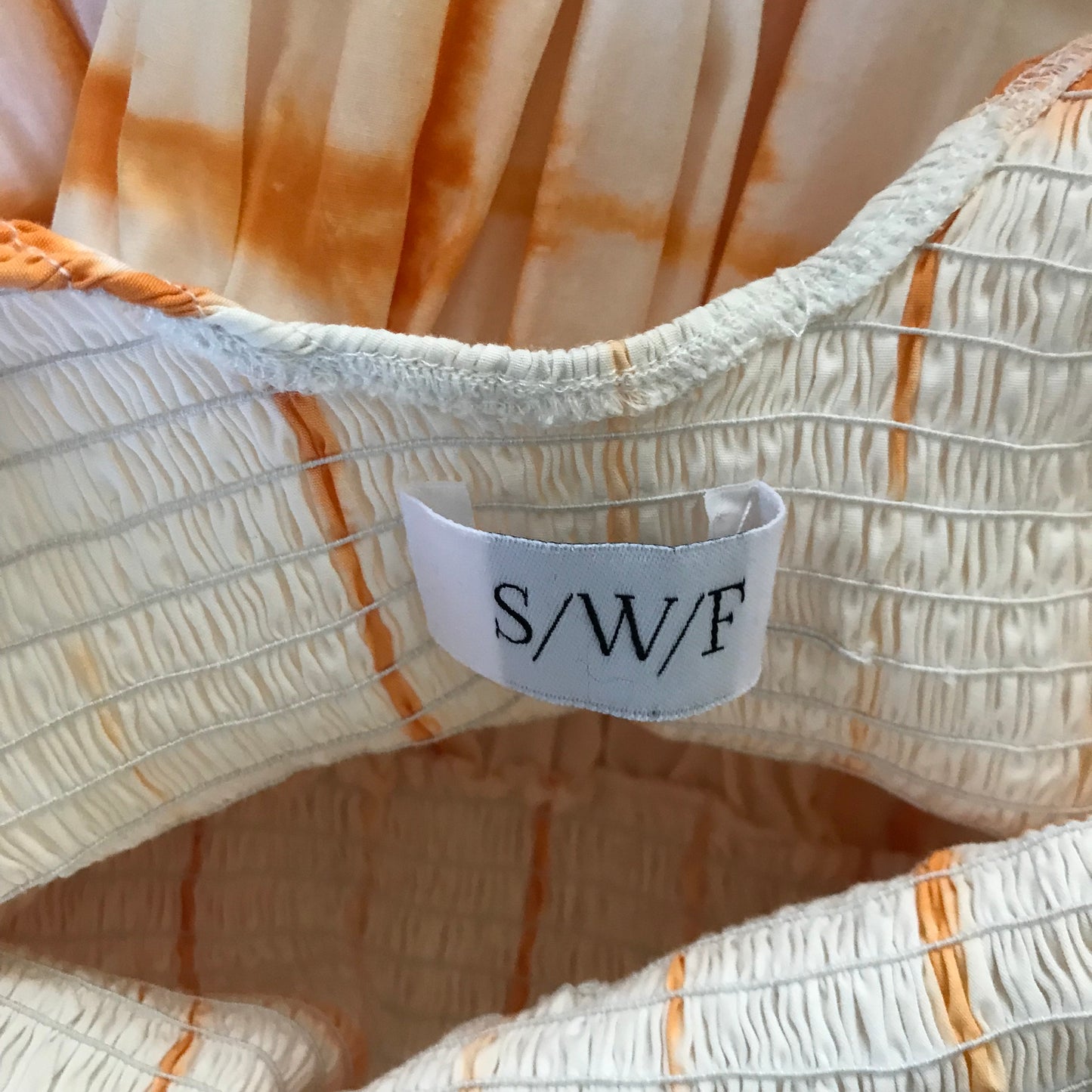 SWF White + Orange Sleeveless Cotton Maxi Dress