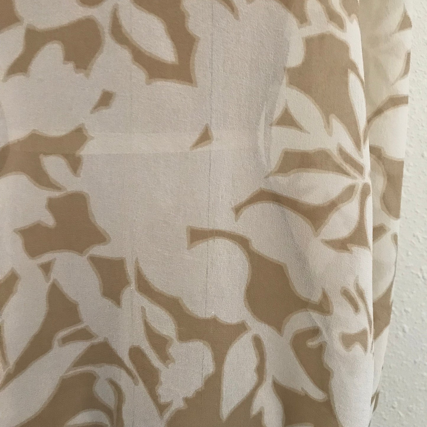 Vintage 1990s Ivory + Tan Silk Chiffon Blouse