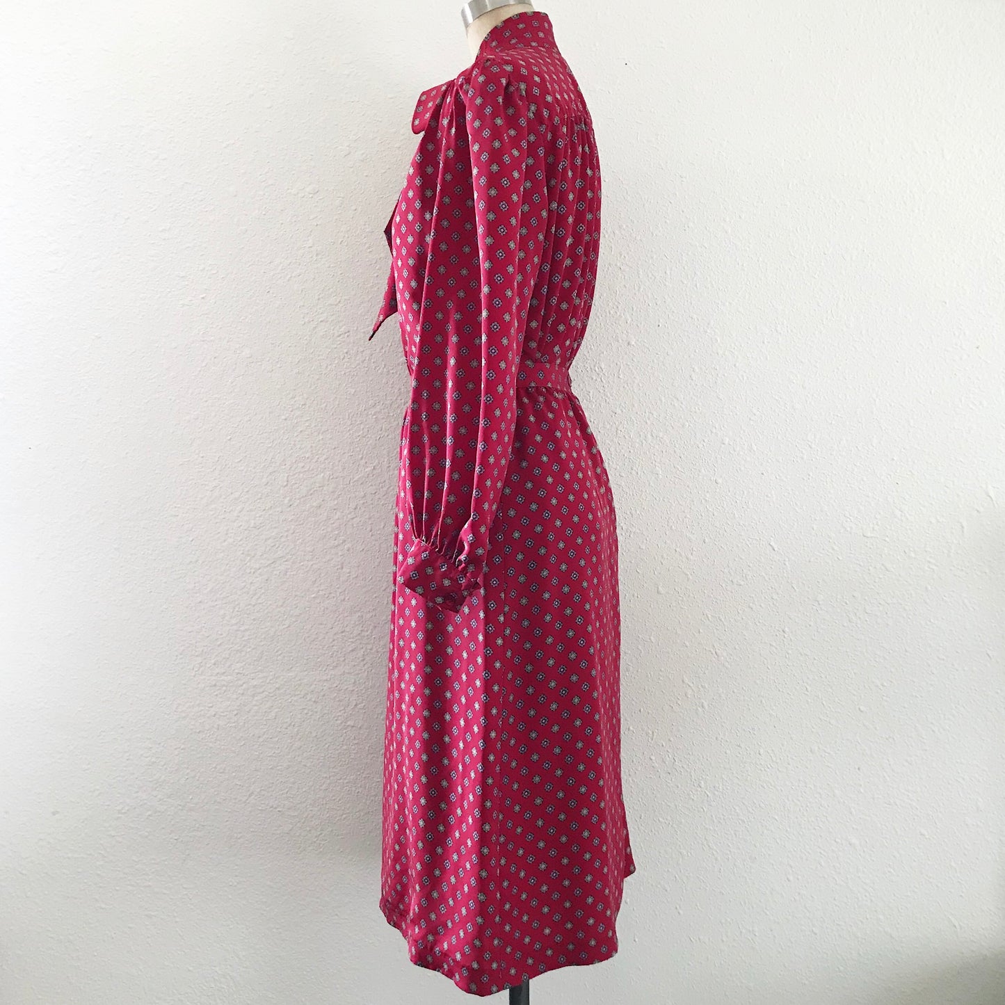 Vintage 70s Sasson Red Geometric Midi Skirt Suit