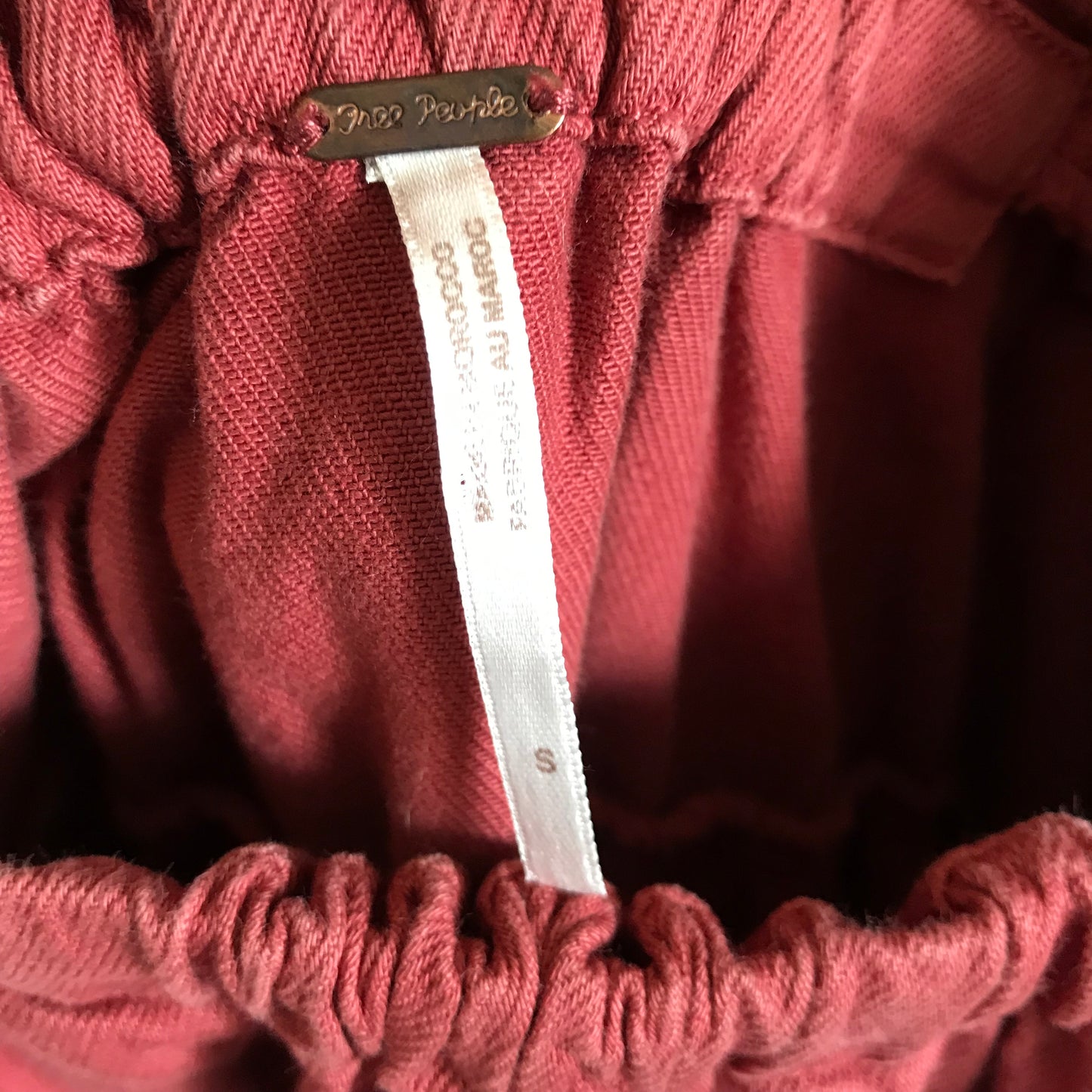 Free People Burgundy Cotton Denim Mini Dress