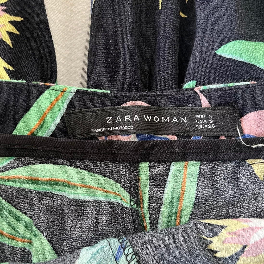 Zara Colorful Floral Wide Leg Cropped Pants