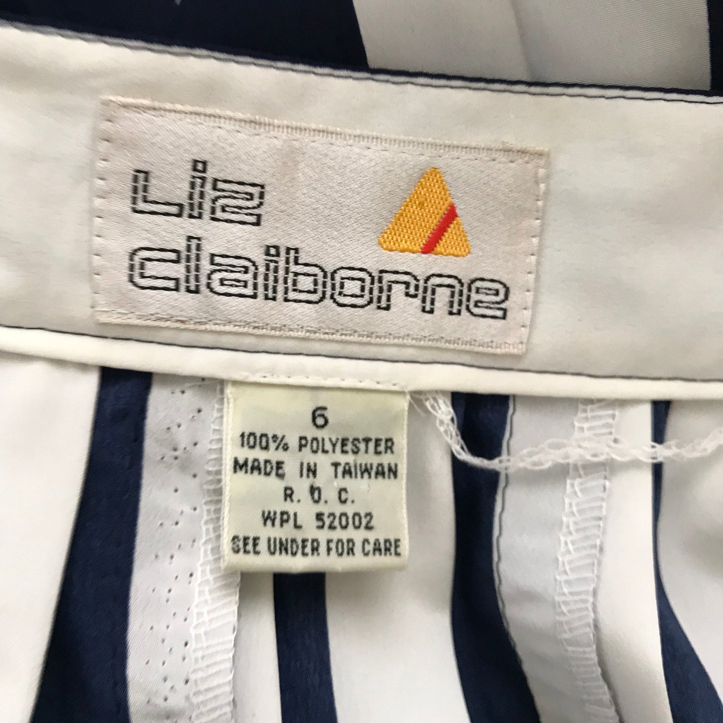 Vintage 1980s Liz Claiborne Navy Blue Striped Pleated Midi Skirt