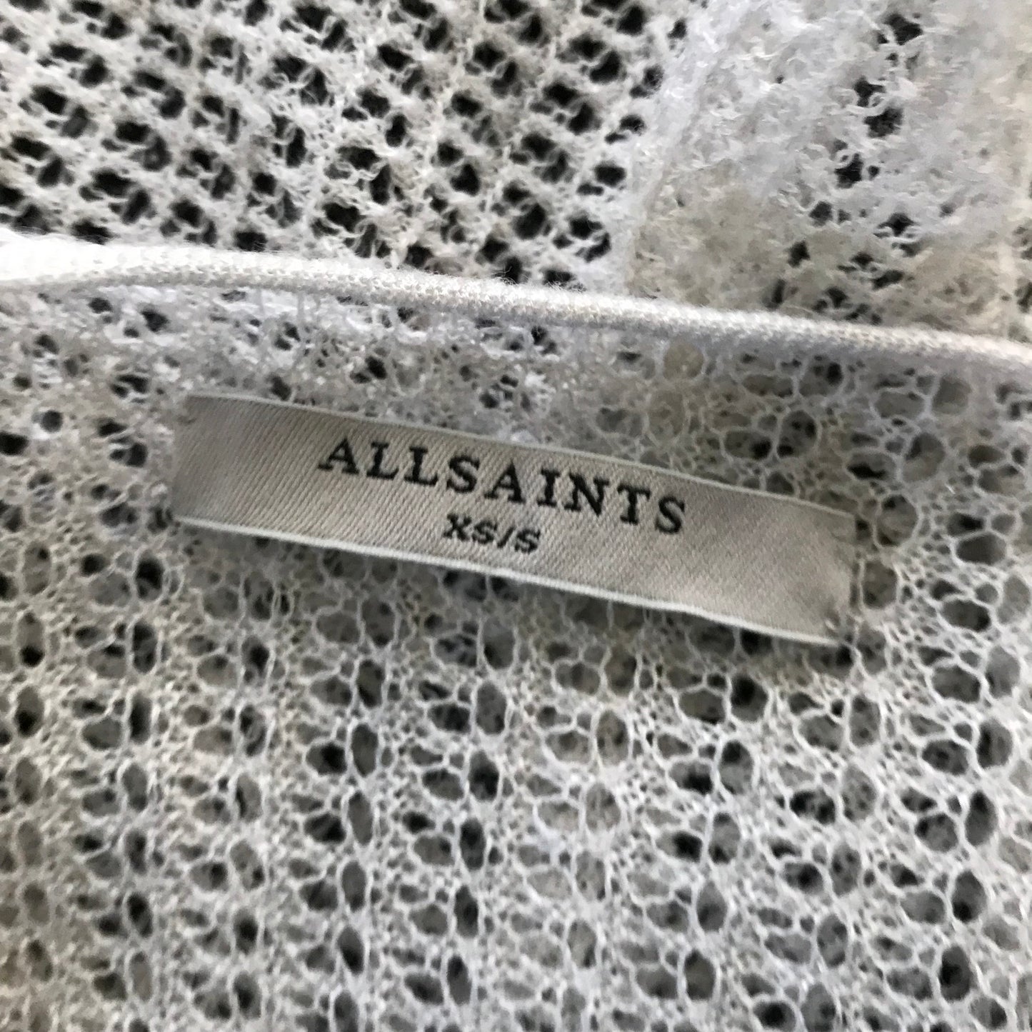 All Saints Cream Draped Open Knit Top