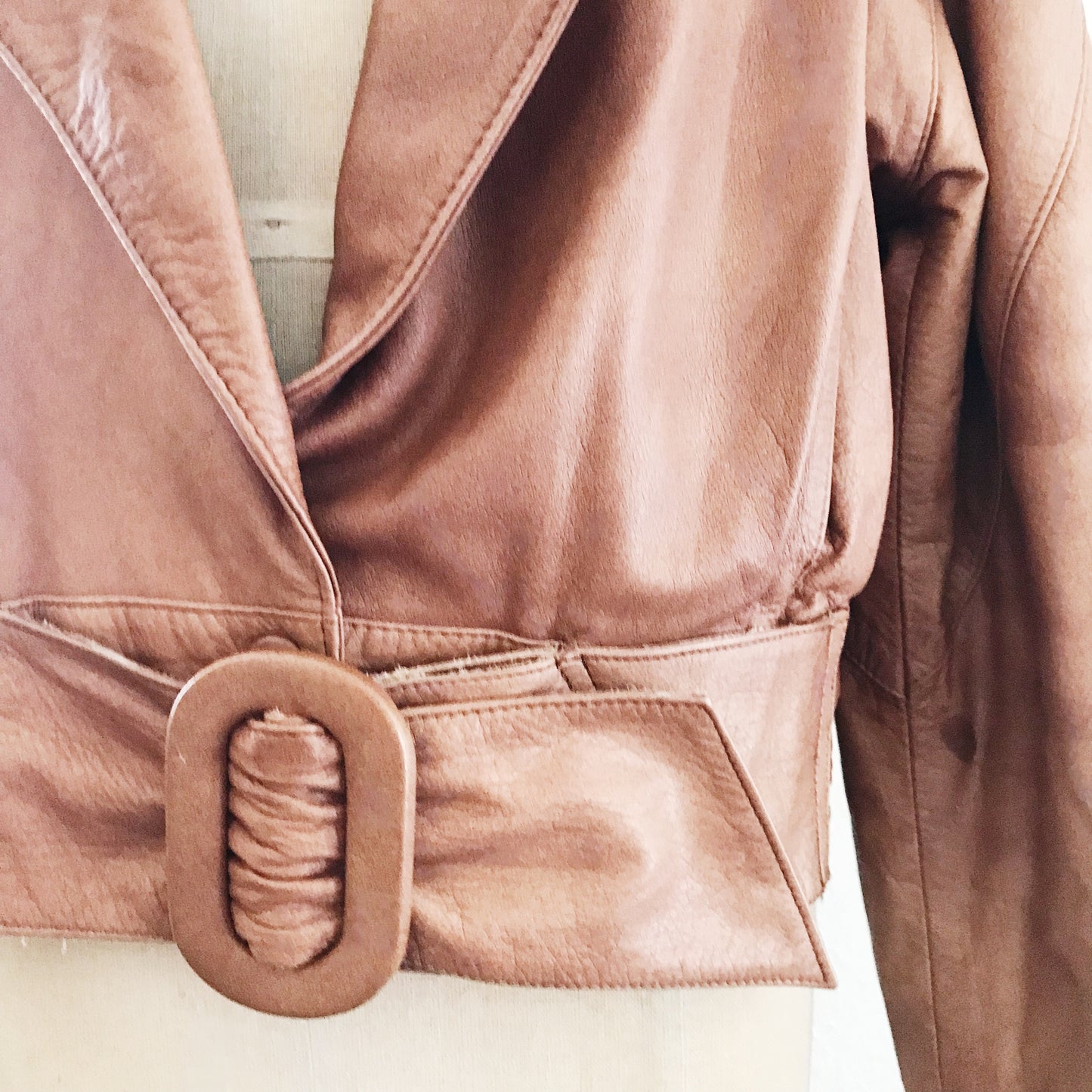 Vintage 1980s Brown Cropped Leather Jacket