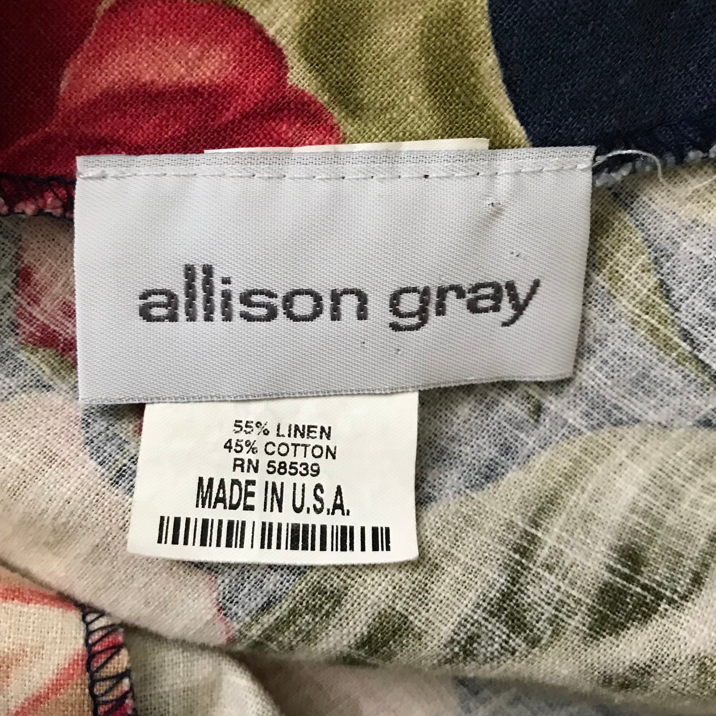 Vintage 1990s Blue Tropical Floral Cotton Midi Dress