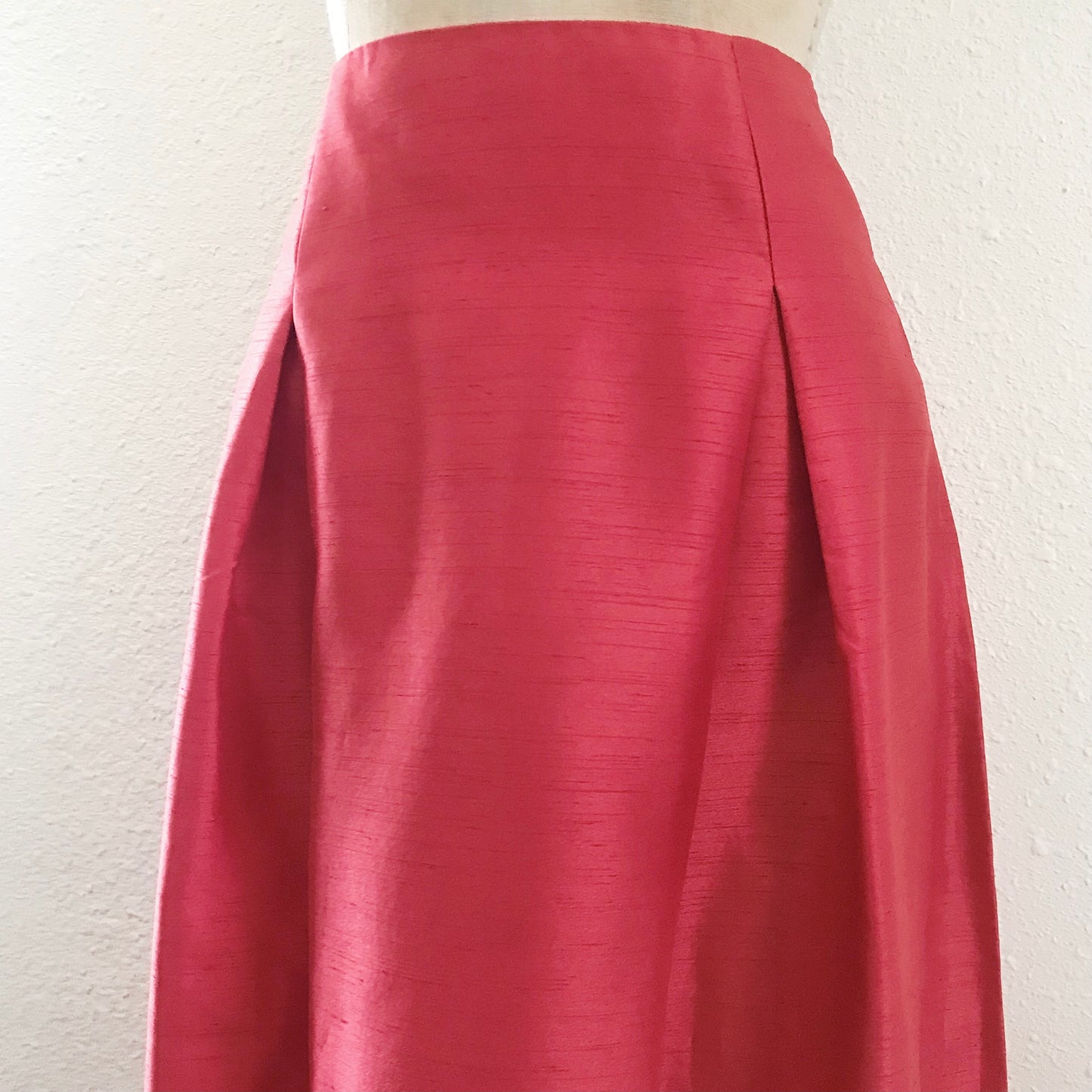 Vintage 1990s Orange Pleated Long A Line Maxi Skirt