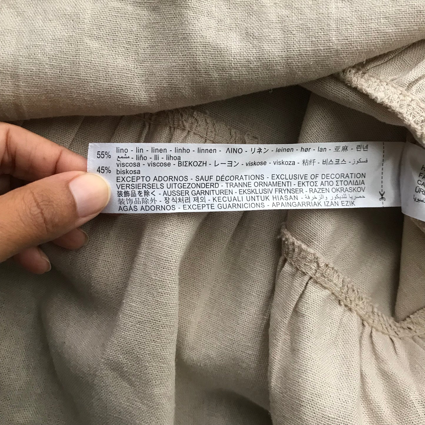 Zara Tan Linen Oversized Mini Dress
