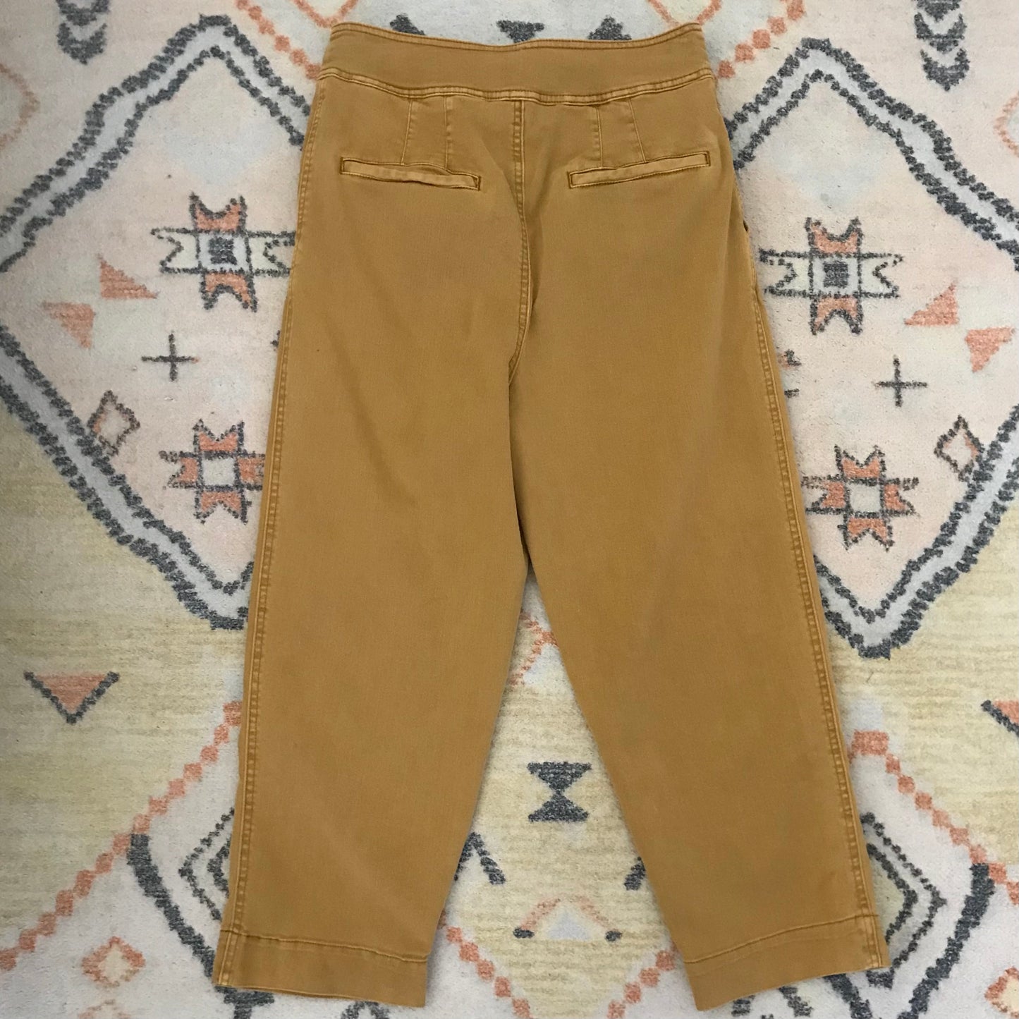 Free People Yellow Pleated Cotton Pants