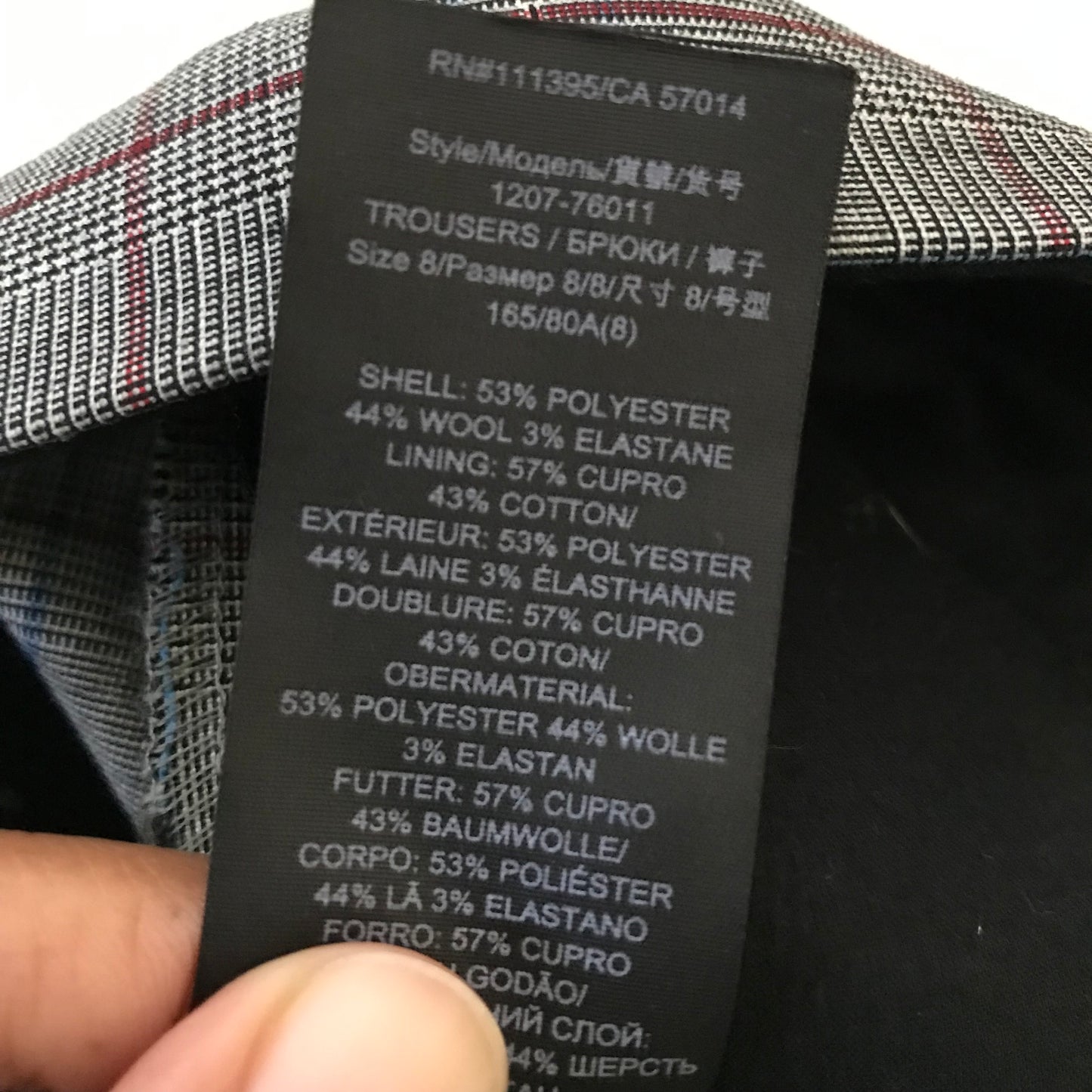 Tory Burch Gray Plaid Pleated Wool Trousers