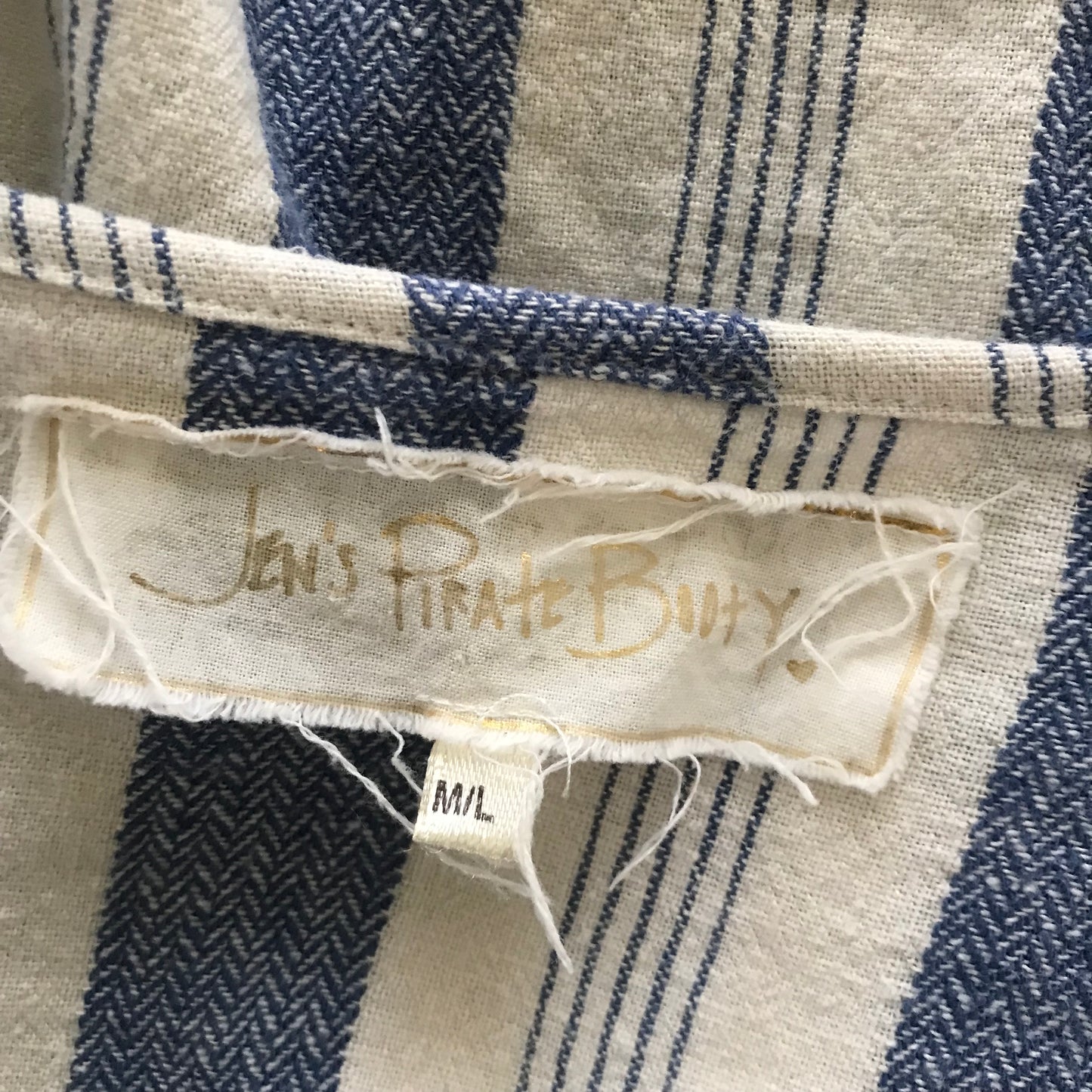 Jens Pirate Booty Blue Striped Oversized Linen Top