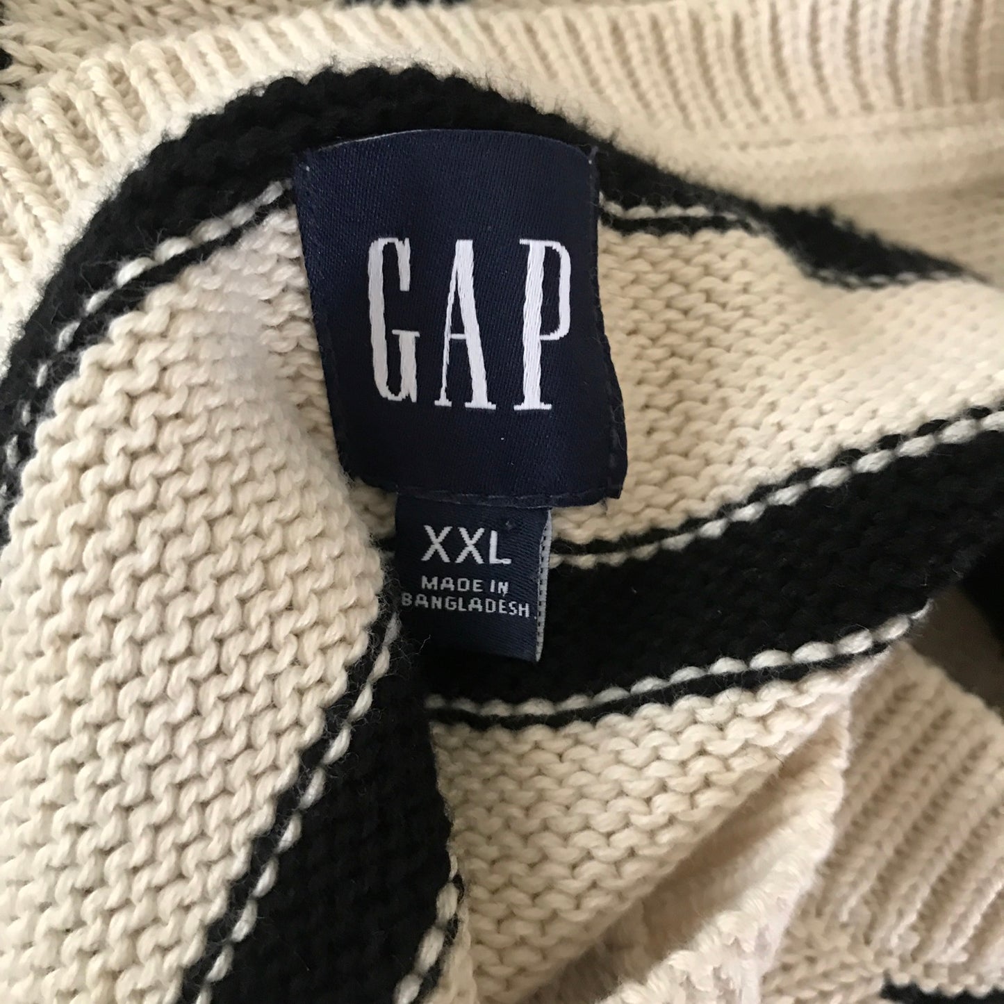 GAP Ivory Black Striped Cotton Knit Sweater