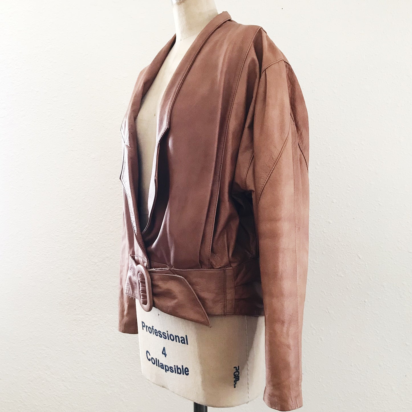 Vintage 1980s Brown Cropped Leather Jacket