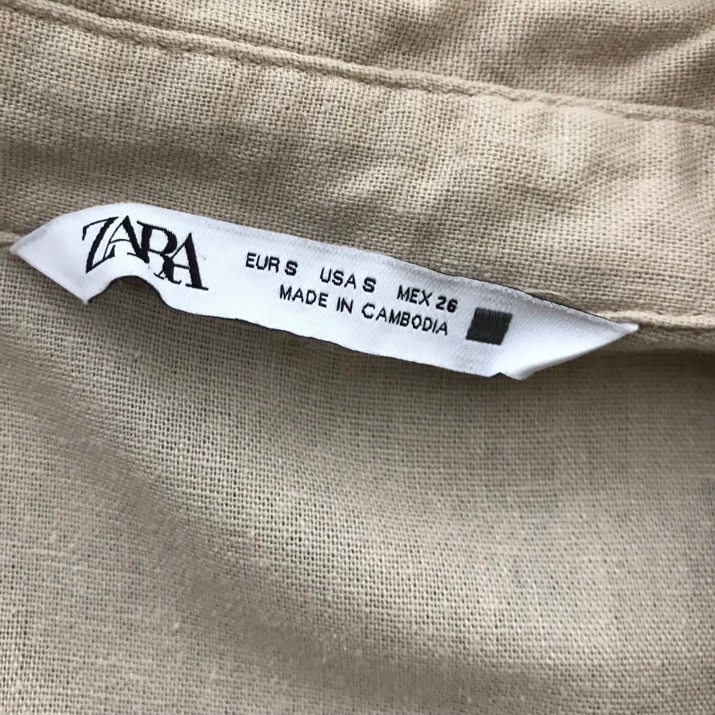 Zara Tan Linen Oversized Mini Dress