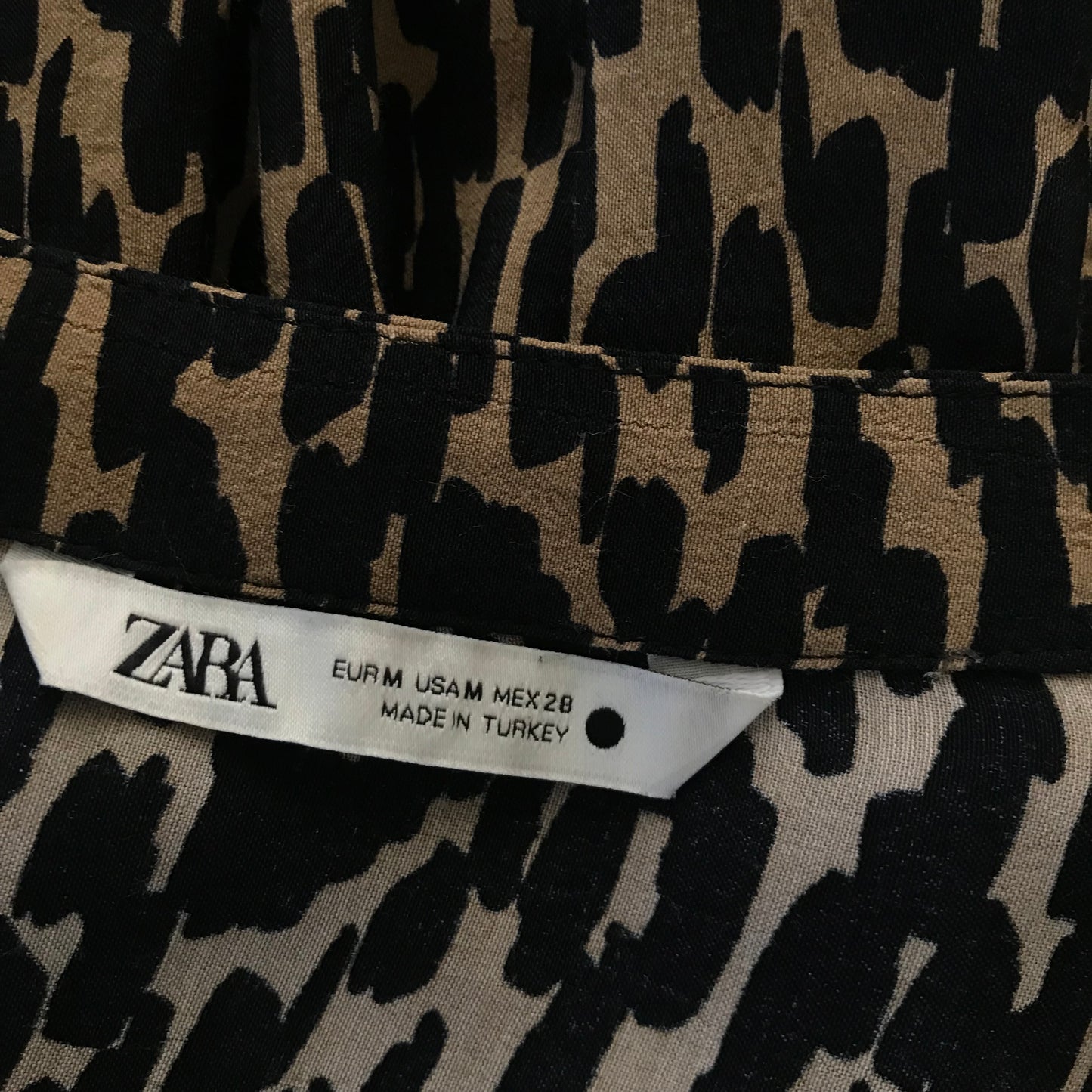 Zara Brown Animal Print Mini Babydoll Dress