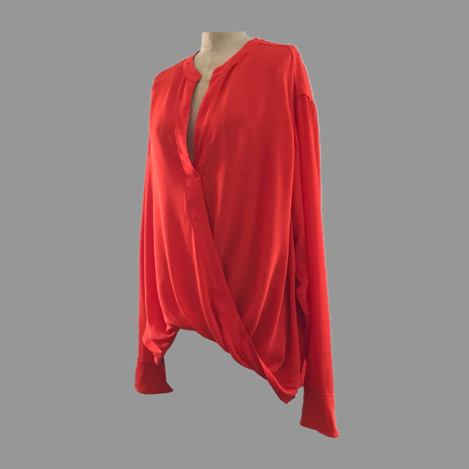 ALC-red-silk-draped-holiday-blouse-top