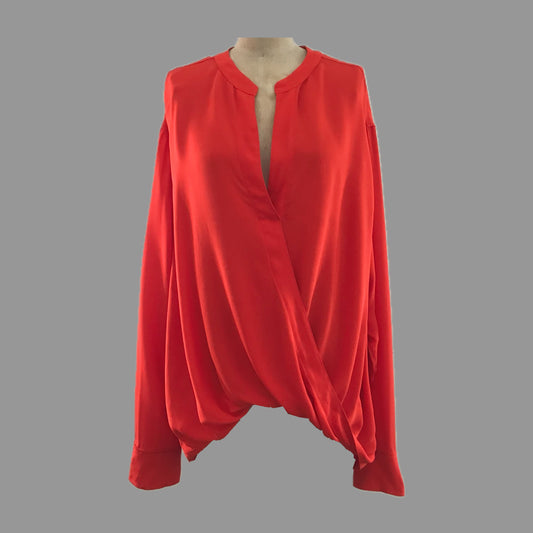 ALC-red-silk-draped-holiday-blouse-top