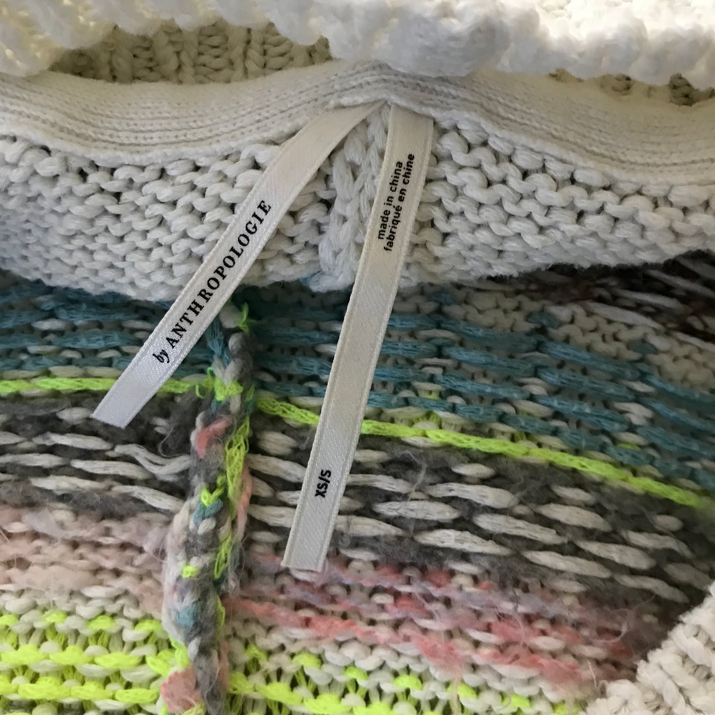 Anthropologie Ivory Fair Isle Hooded Poncho Sweater