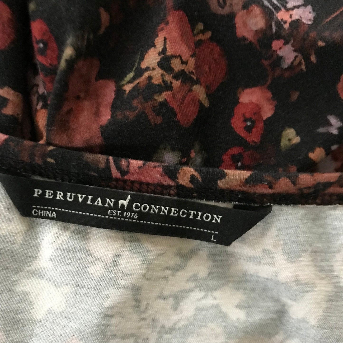 Peruvian Connection Black Floral Jersey Dress