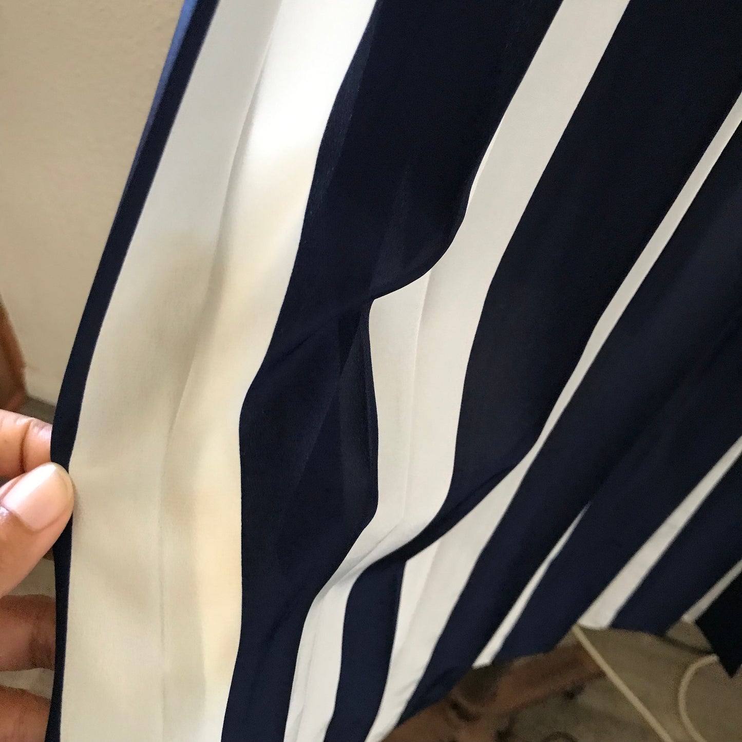 Vintage 1980s Liz Claiborne Navy Blue Striped Pleated Midi Skirt