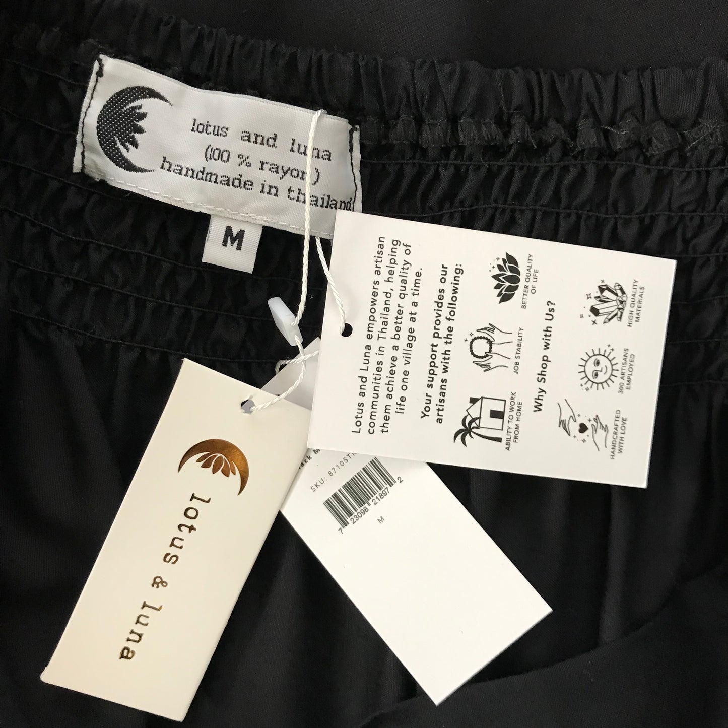 Lotus & Luna Black Rayon Maxi Skirt